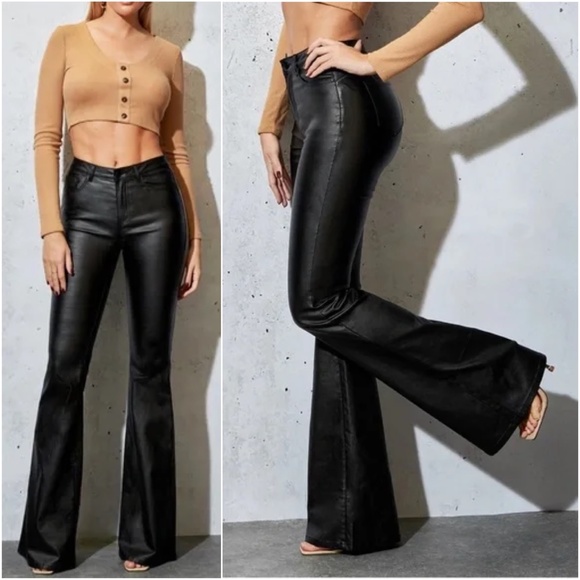 Denim - Black Matte Flare Wide Leg Jean pants